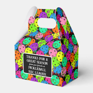 Pickleball Party Balloons on Black Thank You Favour Box