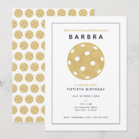 Pickleball Party Chic Gold Black Party Invitation