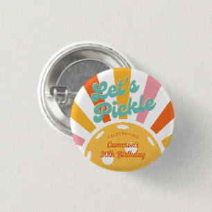 Pickleball Party Colorful Retro Sun burst Custom 3 Cm Round Badge