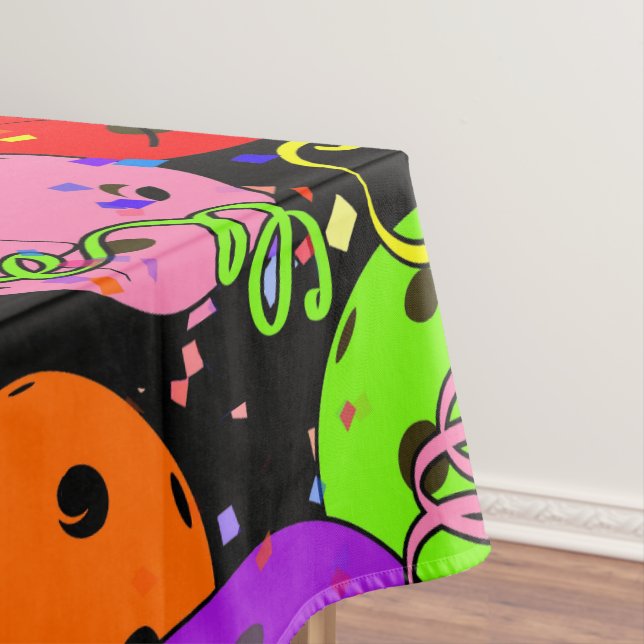 Pickleball Party Confetti and Balloons on Black Tablecloth (In Situ)