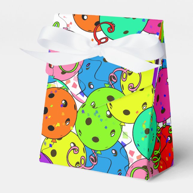 Pickleball Party Confetti and Pickleball Balloons  Favour Box (Front Side)