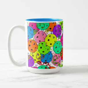 Pickleball Party Confetti and Pickleball Balloons  Two-Tone Coffee Mug