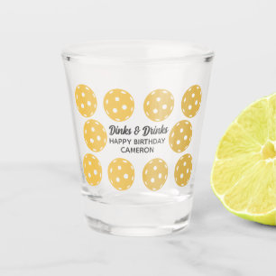 Pickleball Party Dinks & Drinks Personalized Text Shot Glass