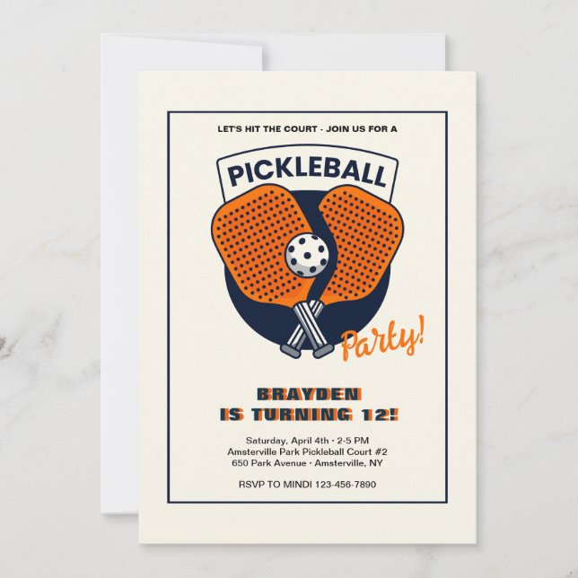 Pickleball Party Invitation (Front)