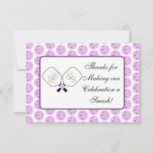 Pickleball Party Lavender Personalised Wedding Thank You Card