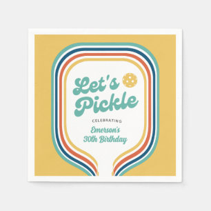 Pickleball Party Let's Pickle Retro Rainbow Stripe Napkin