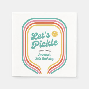 Pickleball Party Let's Pickle Retro Rainbow Stripe Napkin