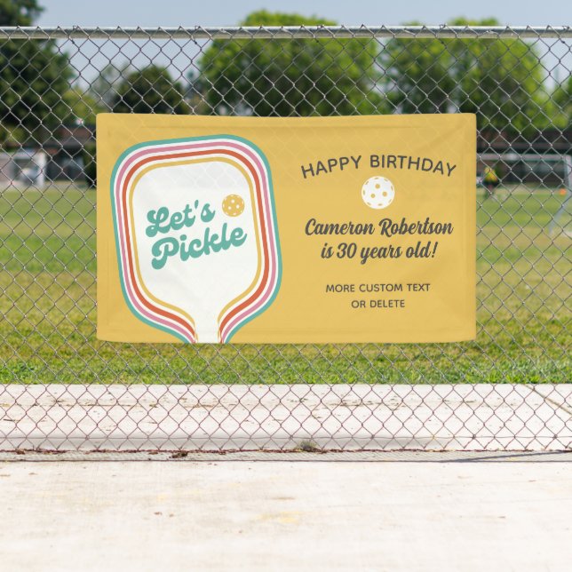 Pickleball Party Let's Pickle Retro Stripe Custom Banner (Insitu)