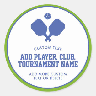 Pickleball Party Paddles Blue Green Custom Classic Round Sticker