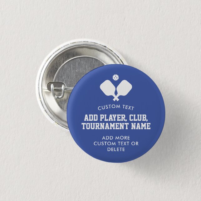 Pickleball Party Paddles Blue White Custom 3 Cm Round Badge (Front & Back)