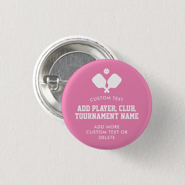 Pickleball Party Paddles Pink White Custom 3 Cm Round Badge (Front & Back)