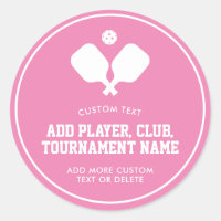 Pickleball Party Paddles Pink White Custom