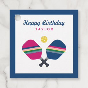 Pickleball Party Personalised Name Blue Party Favour Tags
