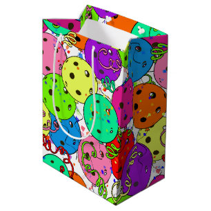 Pickleball Party Pickleball Balloons on White Medium Gift Bag
