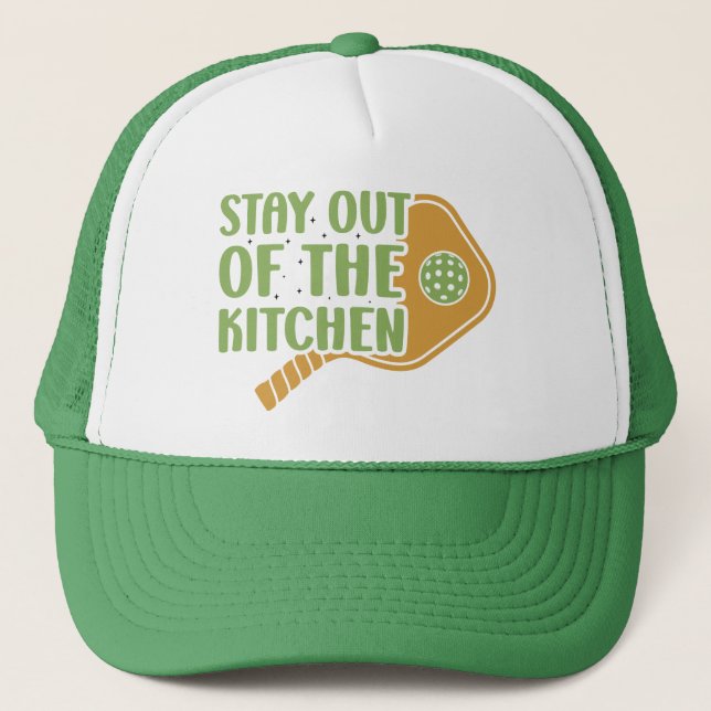 Pickleball Passion: Stay out of the Kitchen Funny Trucker Hat (Front)