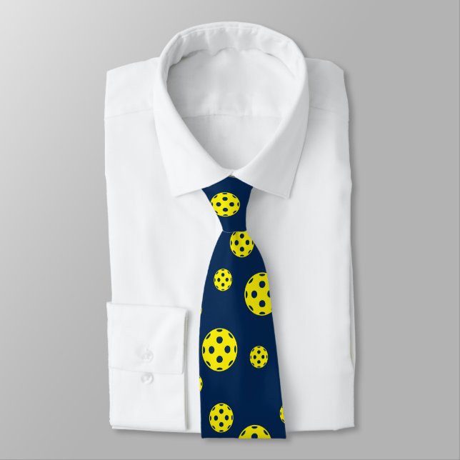 Pickleball pattern custom color neck tie (Tied)