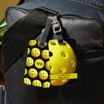 Pickleball Pattern Monogram Name Luggage Tag<br><div class="desc">Golden yellow pickleball pattern against your colour background (shown in black) and monogrammed with one or two initials one one side and name or other text on the other side in your choice of font styles and colours. Ideal gift for yourself or the pickler you know who's crazy about the...</div>