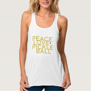 Pickleball Peace and Love Graphic Yellow Tank Top
