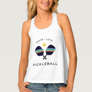 Pickleball, Peace and Love Striped Paddles Tank Top