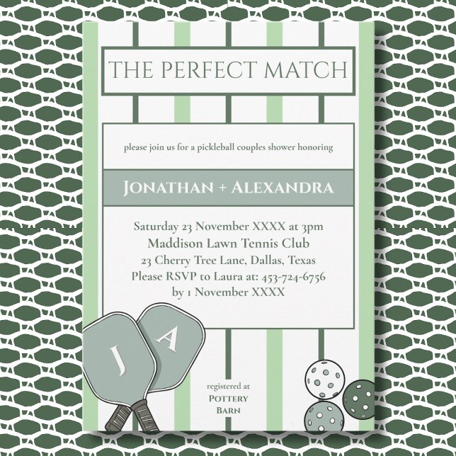Pickleball Perfect Match Couples Shower          Invitation (Creator Uploaded)