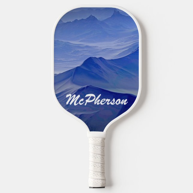 Pickleball personalise with Name Blue Background Pickleball Paddle (Front)