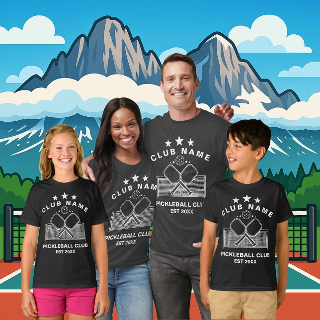 Pickleball Personalised Club Name T-Shirt (PICKLEBALL PERSONALIZED NAME DARK T-SHIRT)