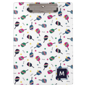 Pickleball Personalised Monogram Blue Green Pink Clipboard