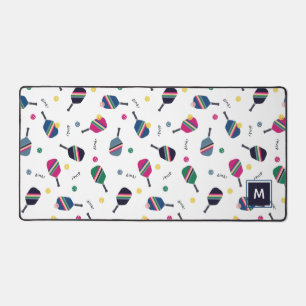 Pickleball Personalised Monogram Blue Green Pink Desk Mat
