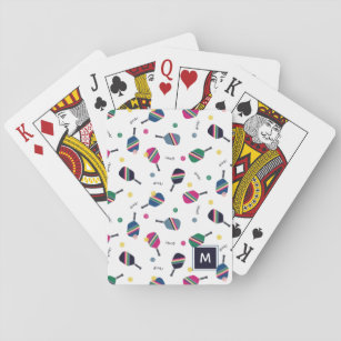 Pickleball Personalised Monogram Blue Green Pink Playing Cards