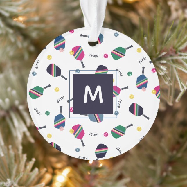 Pickleball Personalised Monogram Holiday Christmas Ornament (Tree)