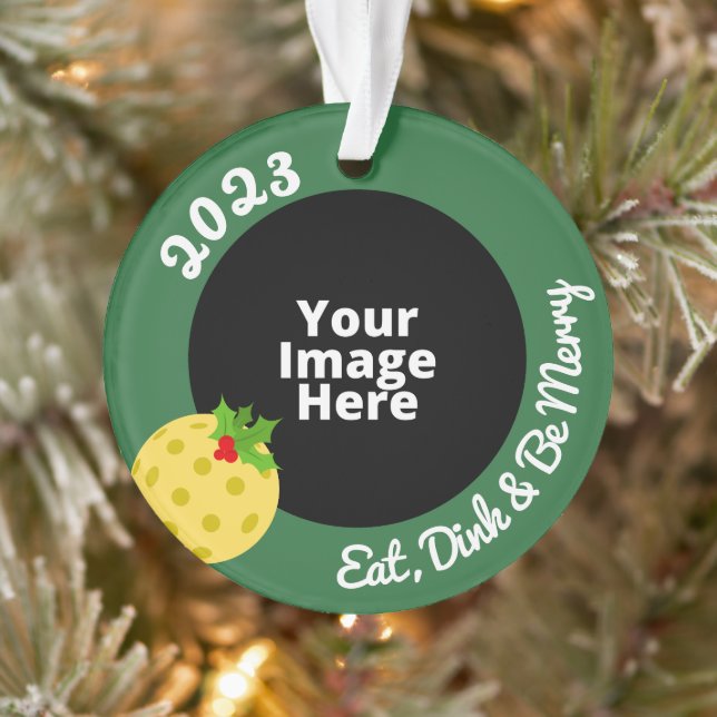 Pickleball Personalised Photo Christmas Ornament (Tree)