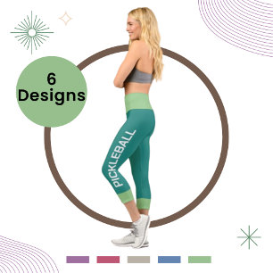 Pickleball Personalised Sea Green High Waisted Capri Leggings