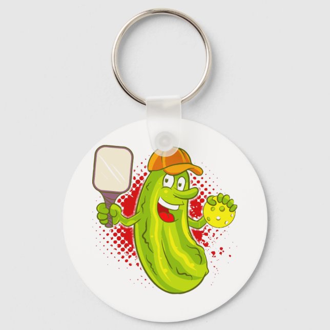 Pickleball Pickle Player  Key Ring (Front)