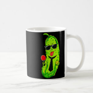 Pickleball pickle with tie & sunglasses funny coffee mug
