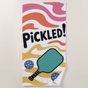 Pickleball Pickled Paddle And Ball Court Energy Beach Towel