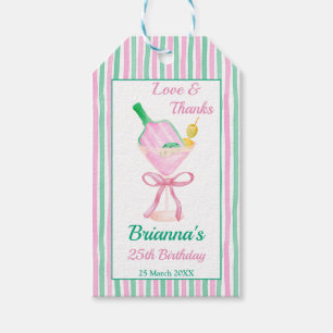 Pickleball pink and green birthday party favour gift tags