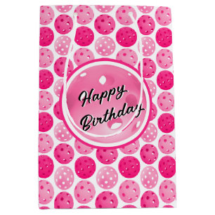 Pickleball Pink & White Pickleballs Personalised  Medium Gift Bag