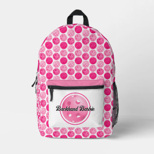 Pickleball Pink & White Pickleballs Personalised  Printed Backpack