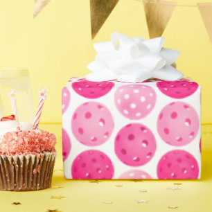 Pickleball Pink & White Pickleballs Personalised Wrapping Paper
