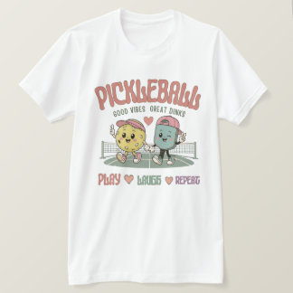 Pickleball Play Laugh Repeat | Cute Kawaii Pickleb T-Shirt