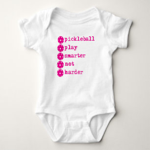 Pickleball play smarter not harder, vivid pink baby bodysuit