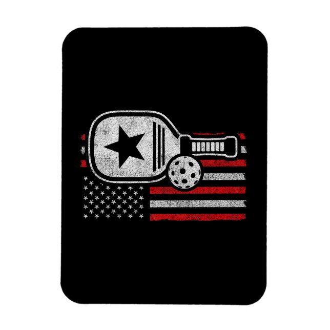 Pickleball Player - American Flag Pickleball - Pic Magnet (Vertical)