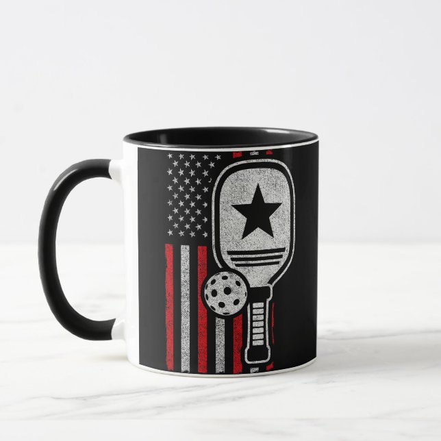 Pickleball Player - American Flag Pickleball - Pic Mug (Left)