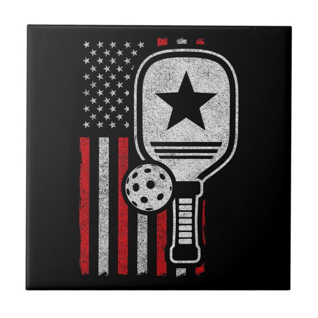 Pickleball Player - American Flag Pickleball - Pic Tile (Front)