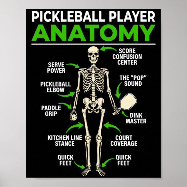 Pickleball player anatomy funny dink pickle ball poster (Front)
