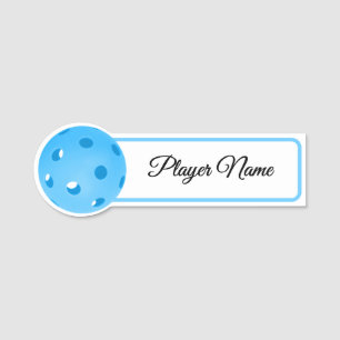 Pickleball Player Blue Pickleballs Personalized Name Tag