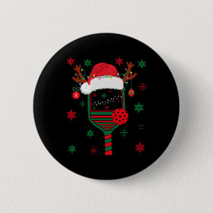 Pickleball Player Christmas Holiday Reindeer Xmas 6 Cm Round Badge