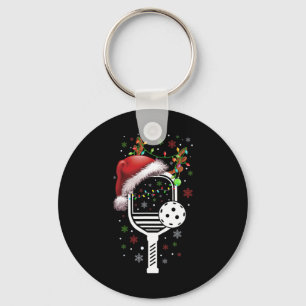 Pickleball Player Christmas Holiday Reindeer Xmas Key Ring
