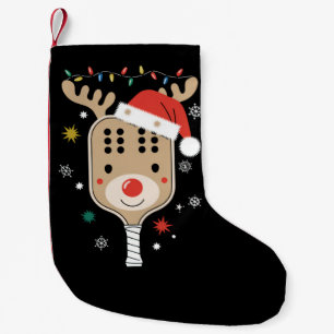Pickleball Player Christmas Holiday Reindeer Xmas  Small Christmas Stocking