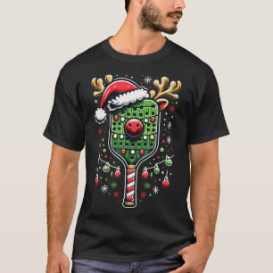 Pickleball Player Christmas Holiday Reindeer Xmas T-Shirt